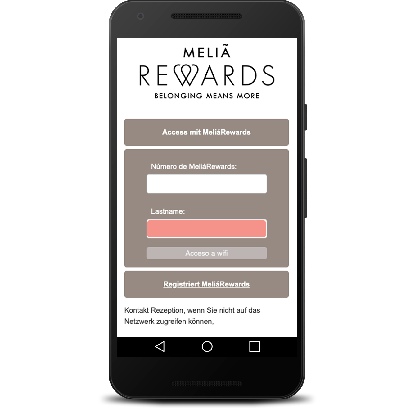 Zugang über meliá rewards